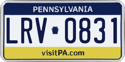 PA license plate LRV0831