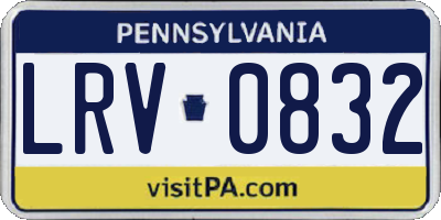 PA license plate LRV0832