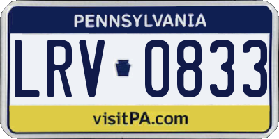 PA license plate LRV0833