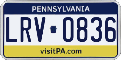 PA license plate LRV0836