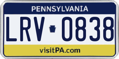 PA license plate LRV0838