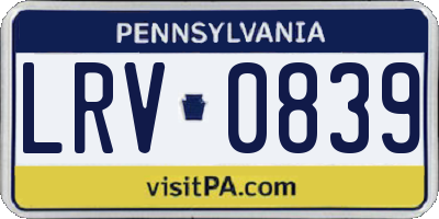 PA license plate LRV0839