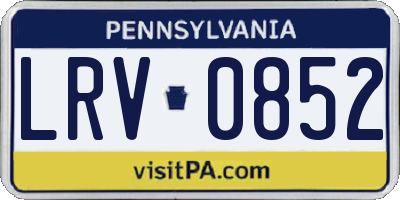 PA license plate LRV0852