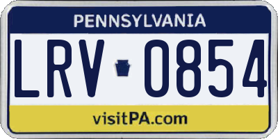 PA license plate LRV0854