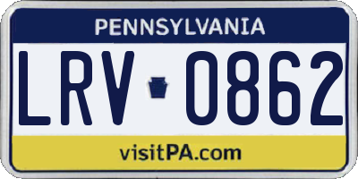 PA license plate LRV0862