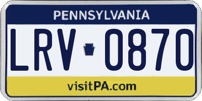 PA license plate LRV0870