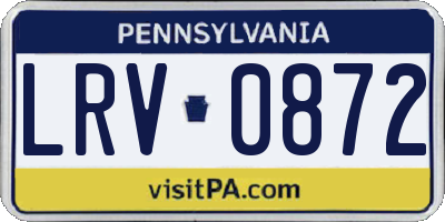 PA license plate LRV0872