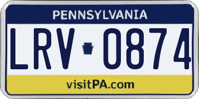 PA license plate LRV0874