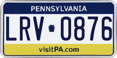 PA license plate LRV0876