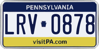 PA license plate LRV0878