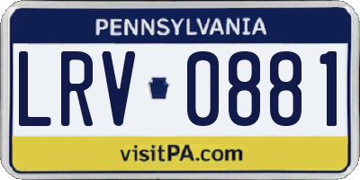 PA license plate LRV0881