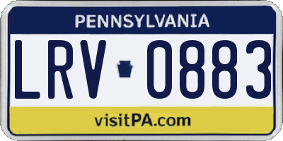 PA license plate LRV0883