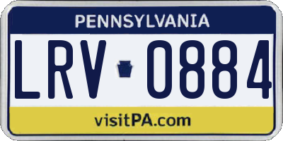 PA license plate LRV0884