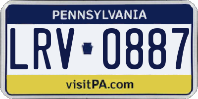 PA license plate LRV0887