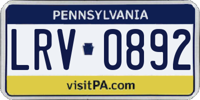 PA license plate LRV0892