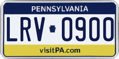 PA license plate LRV0900