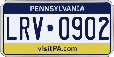 PA license plate LRV0902