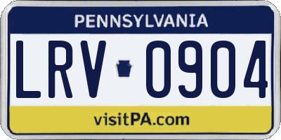 PA license plate LRV0904