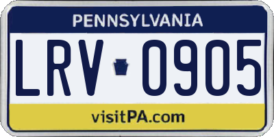 PA license plate LRV0905