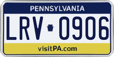 PA license plate LRV0906