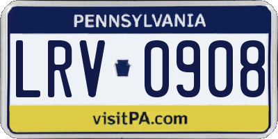 PA license plate LRV0908