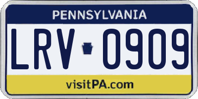 PA license plate LRV0909