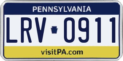 PA license plate LRV0911