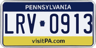 PA license plate LRV0913
