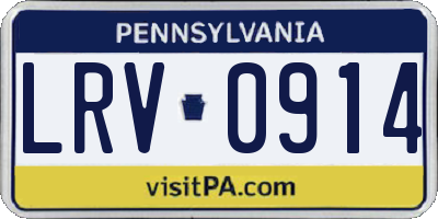 PA license plate LRV0914