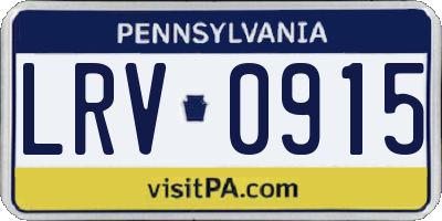 PA license plate LRV0915