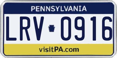 PA license plate LRV0916