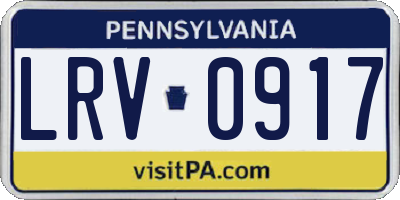 PA license plate LRV0917