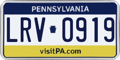 PA license plate LRV0919