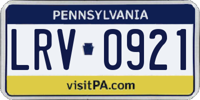 PA license plate LRV0921