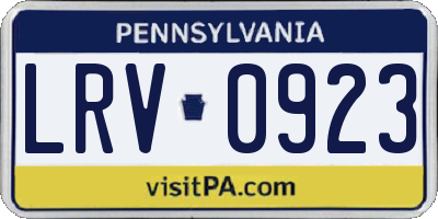 PA license plate LRV0923
