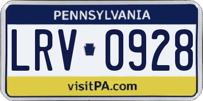 PA license plate LRV0928
