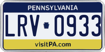 PA license plate LRV0933