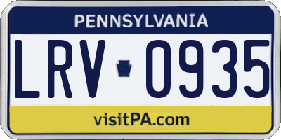PA license plate LRV0935