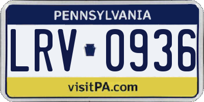 PA license plate LRV0936
