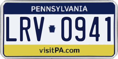 PA license plate LRV0941