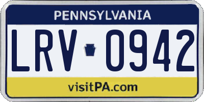 PA license plate LRV0942