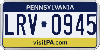 PA license plate LRV0945