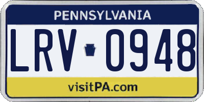 PA license plate LRV0948