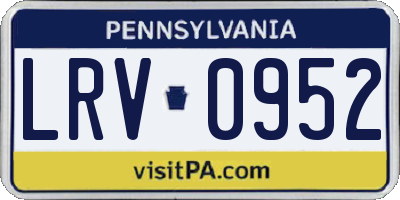 PA license plate LRV0952