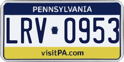 PA license plate LRV0953
