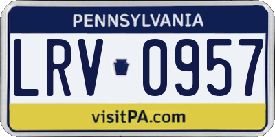 PA license plate LRV0957