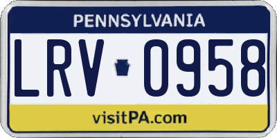 PA license plate LRV0958