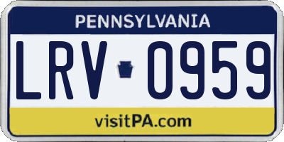 PA license plate LRV0959