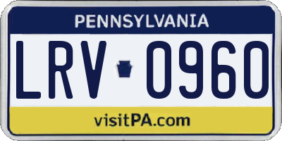 PA license plate LRV0960
