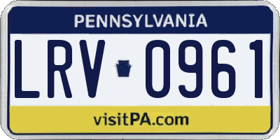 PA license plate LRV0961